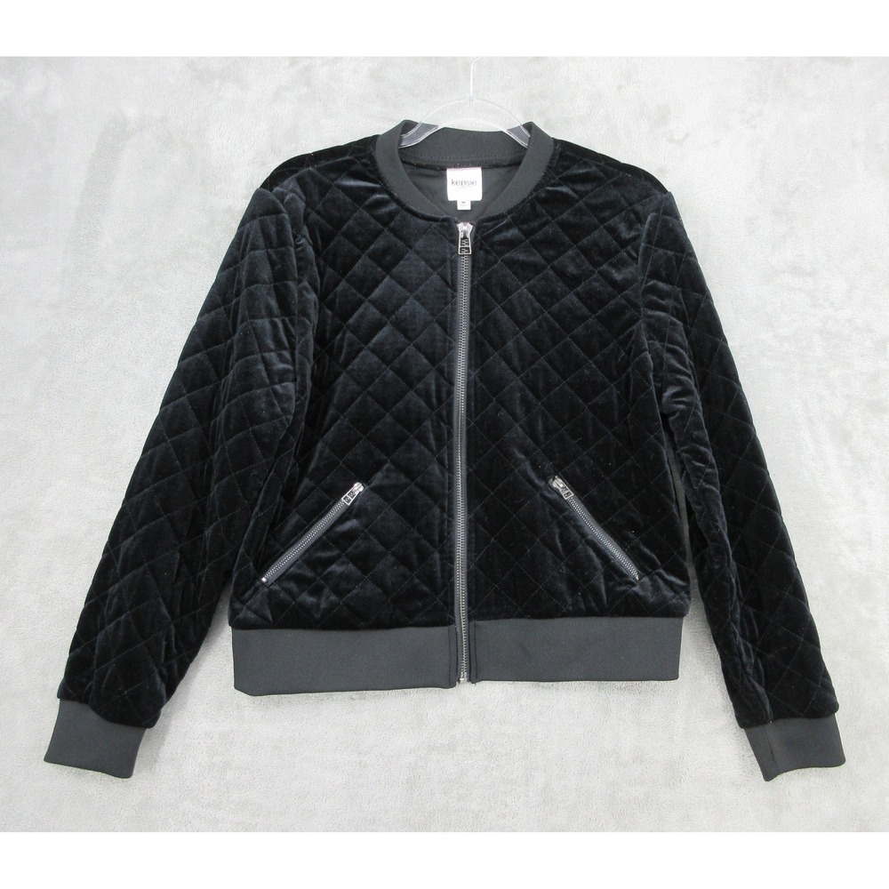 Kensie Jacket Womens Size M Quilted Velvet Full Zip Bomber Athleisure Athletic